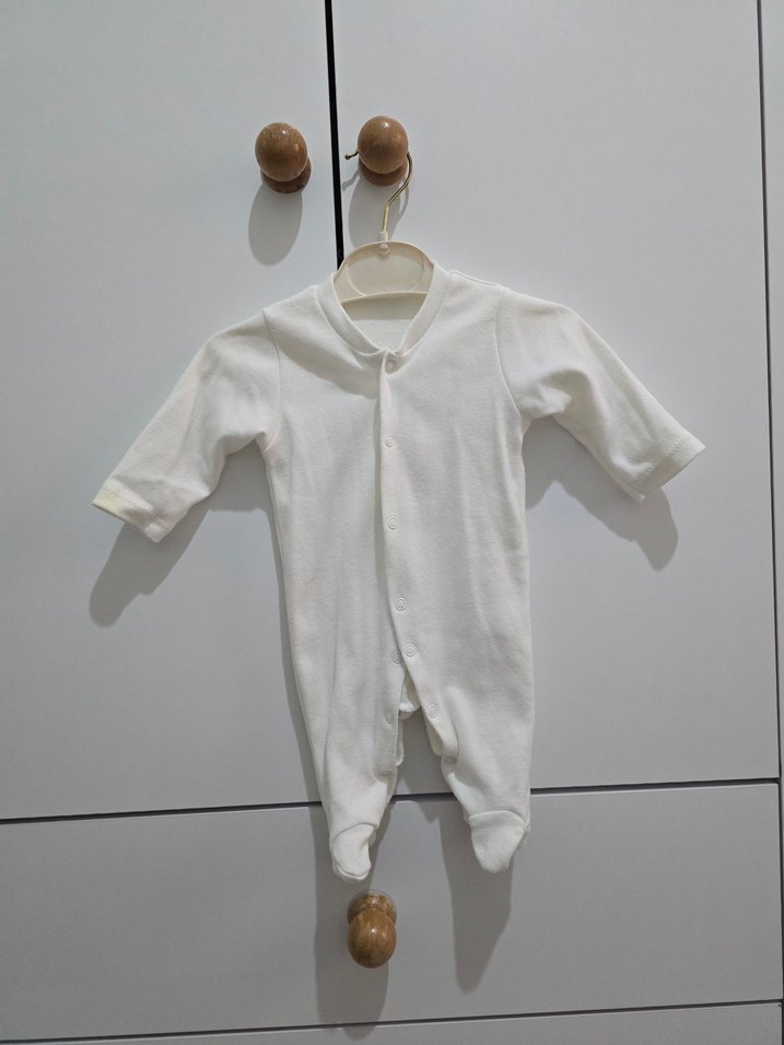 Gri Örgü Bebek Tulum, Uzun Kollu, Nakışlı - Görsel 4