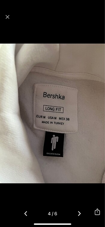 m Beden beyaz Renk Billie Eilish x Bershka sweatshirt