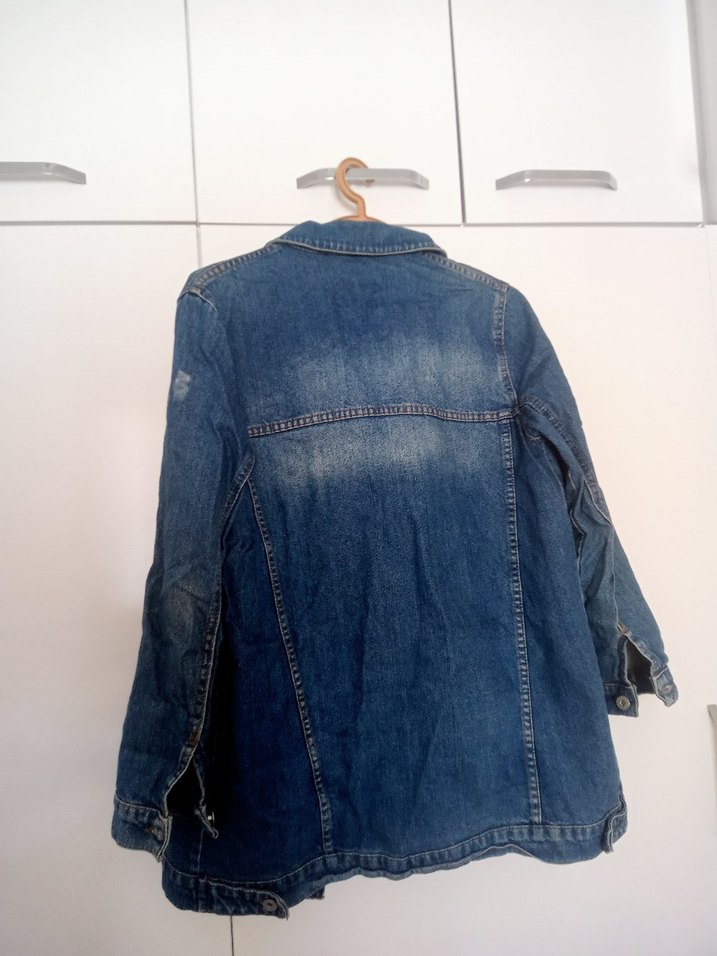 Düğmeli Mavi Kadın Denim Ceket - Görsel 2