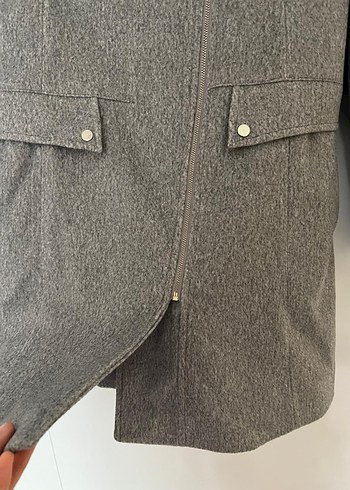 Gri Fermuarlı Kadın Kaban - Görsel 7