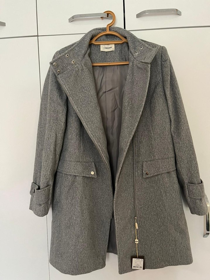 Gri Fermuarlı Kadın Kaban - Görsel 4