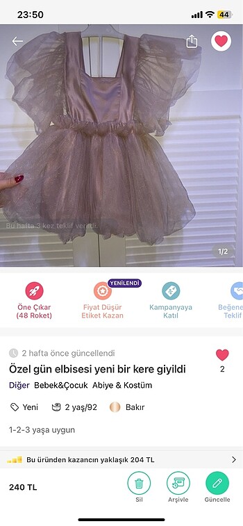 Bebek parti elbise