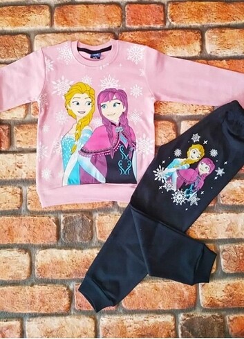 Elsa Anna Desenli kız çocuk pijama takımı 
