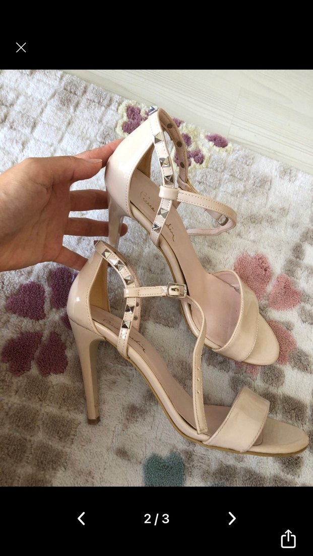 Bej Rugan Tokalı İnce Topuklu Kadın Ayakkabı - Görsel 2