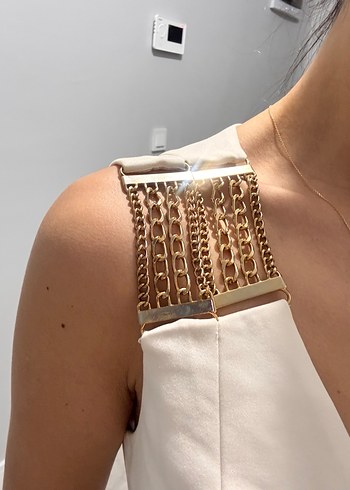 V Yakalı dalgıç kumaş elbise - Görsel 2