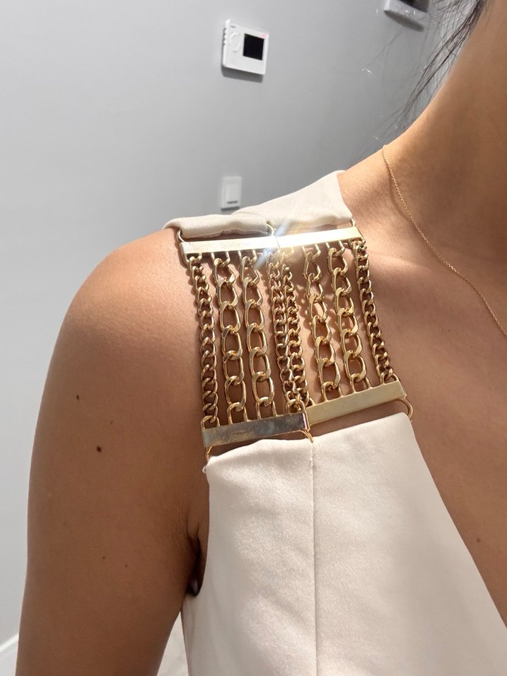 V Yakalı dalgıç kumaş elbise - Görsel 2