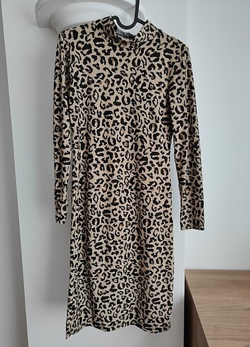 Leopar desen süet dokulu elbise 
