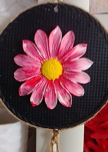 Pembe Çiçek Desenli Bohem Broş