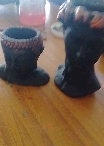 Beden siyah Renk Siyah Yüz Figürlü Dekoratif Saksılar