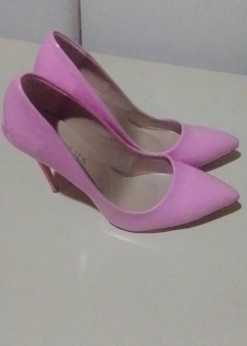 Pembe Süet Stiletto Kadın Topuklu Ayakkabı