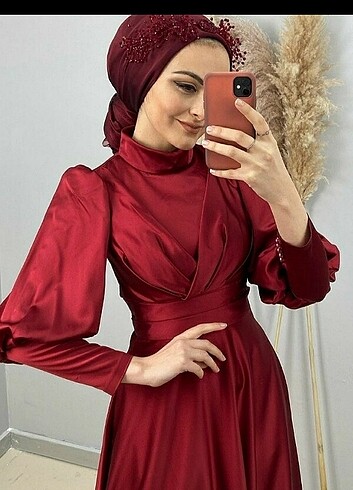 38 Beden bordo Renk Tesettür Abiye Kiralık