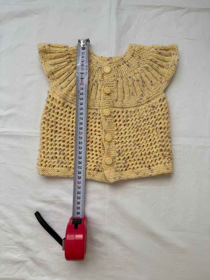 Kız Çocuk Sarı Örgü Kolsuz Hırka - Görsel 2