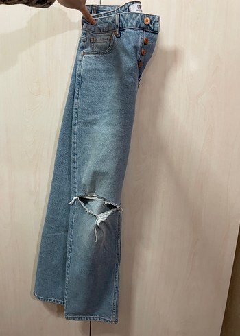 Bohem Tarzı Gri Denim Kadın Pantolon - Görsel 4
