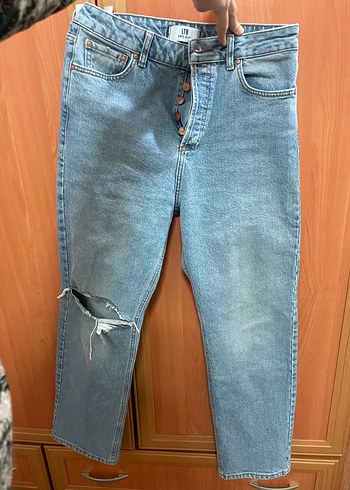 Bohem Tarzı Gri Denim Kadın Pantolon - Görsel 5