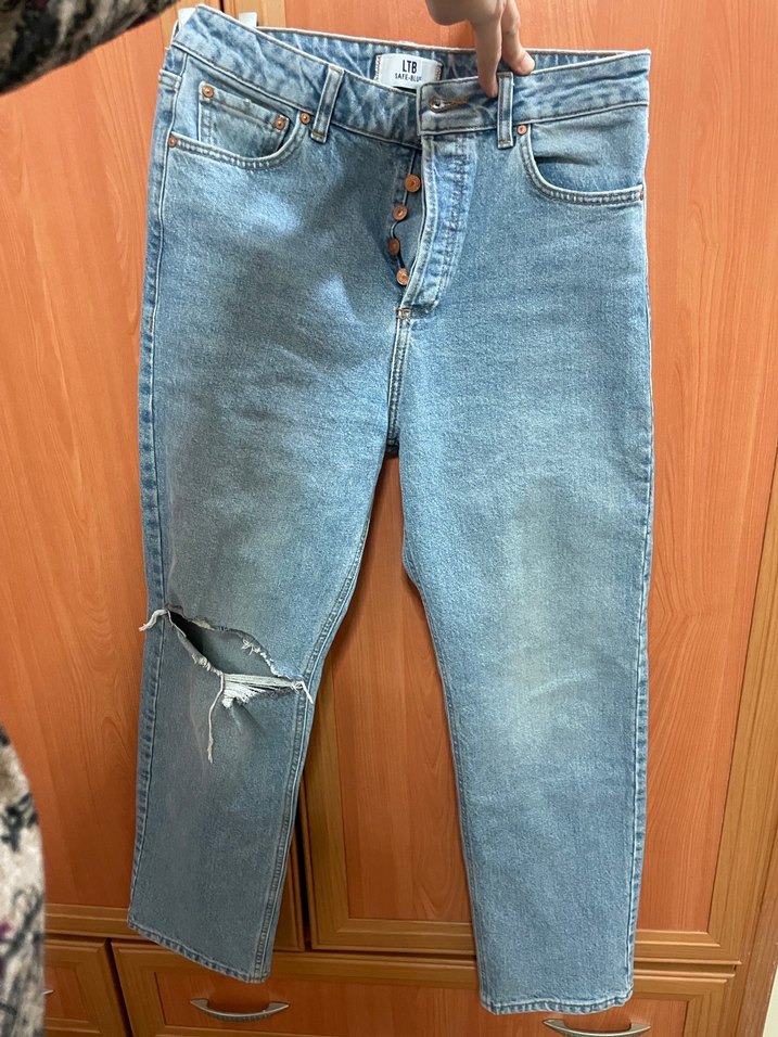 Bohem Tarzı Gri Denim Kadın Pantolon - Görsel 5