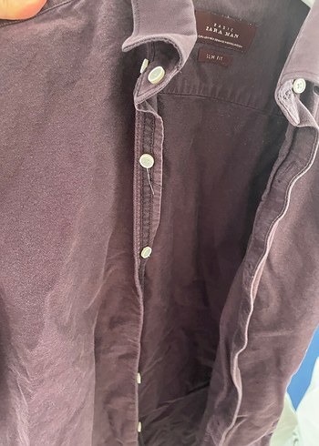 Bordo Erkek Keten Gömlek, Uzun Kollu, Düğmeli - Görsel 3