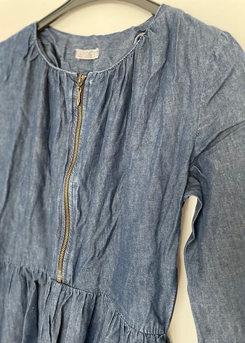 Mavi kot elbise - Görsel 4