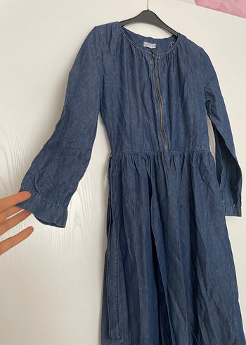 Mavi kot elbise - Görsel 2