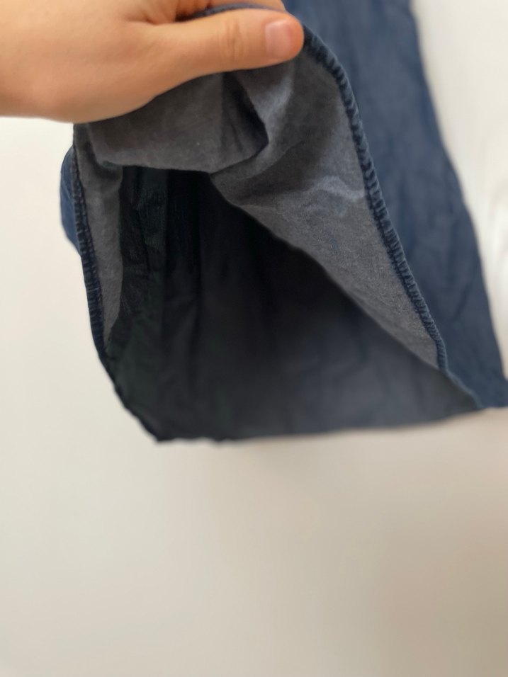 Mavi kot elbise - Görsel 5