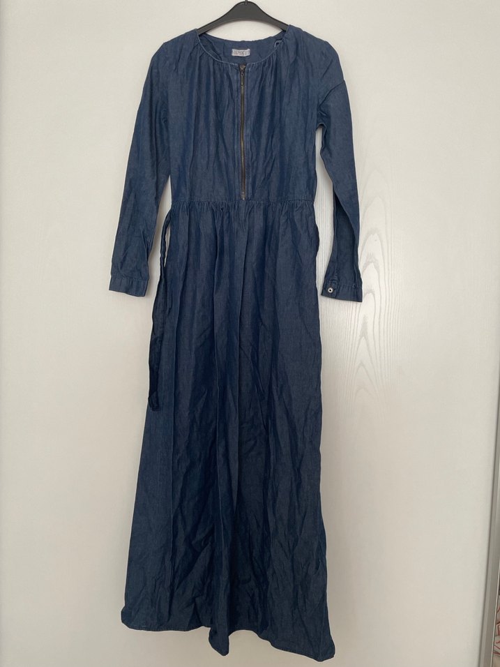 Mavi kot elbise - Görsel 3