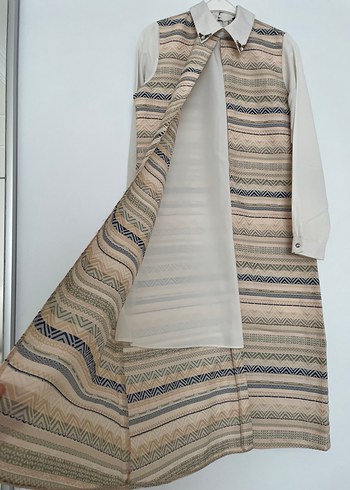 Bej Bohem Uzun Kollu tunik - Görsel 5