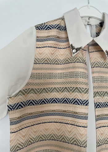 Bej Bohem Uzun Kollu tunik - Görsel 4