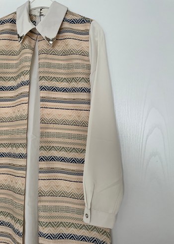 Bej Bohem Uzun Kollu tunik - Görsel 2