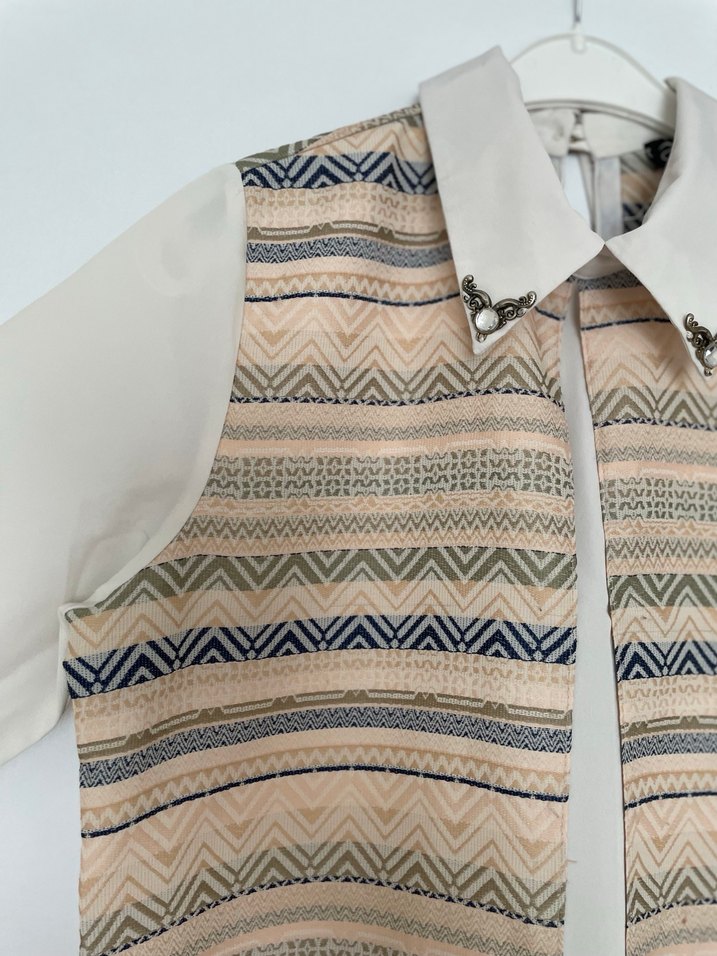 Bej Bohem Uzun Kollu tunik - Görsel 4