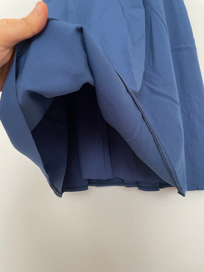 Mavi Nakışlı Uzun Kollu Kadın Elbise - Görsel 3