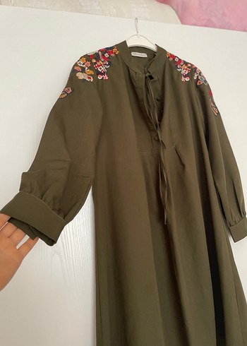 Nakışlı Uzun Kollu Haki Bohem Tunik ve hamile tunik - Görsel 3
