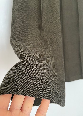 Kadın Kahverengi Keten Pilili Kumaş Pantolon - Görsel 5