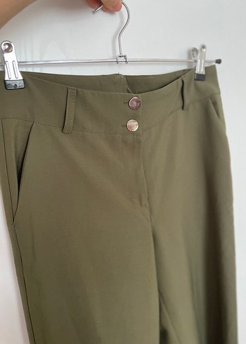 Kadın Haki Kumaş Pantolon - Görsel 3