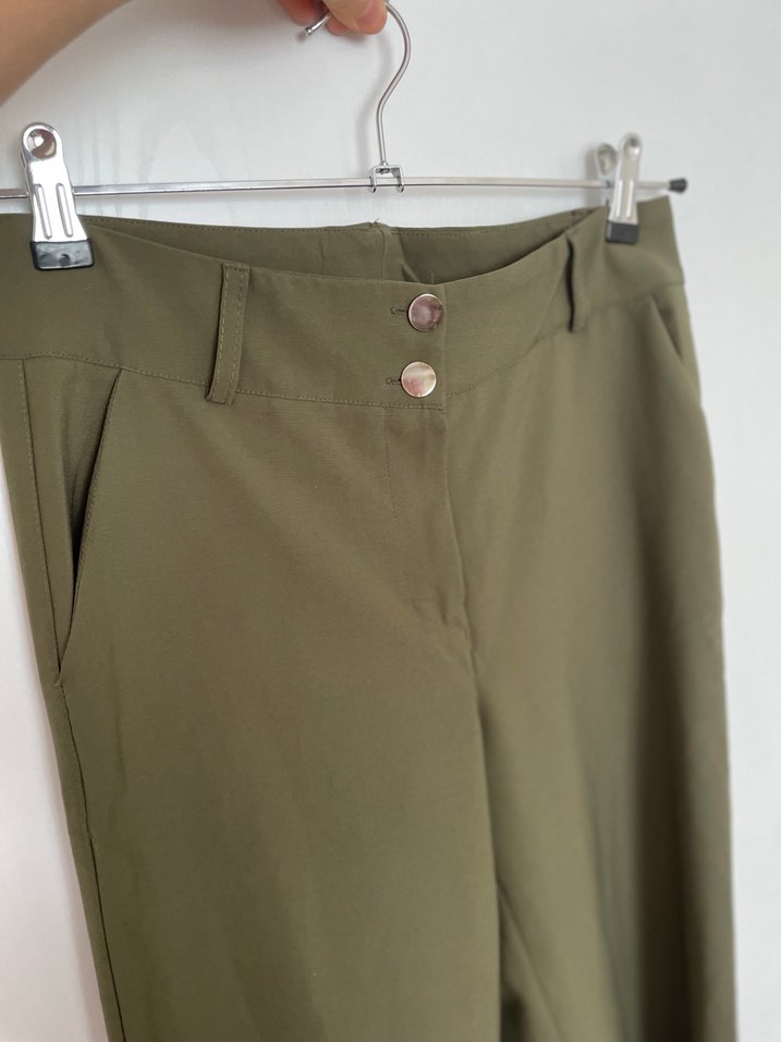 Kadın Haki Kumaş Pantolon - Görsel 3
