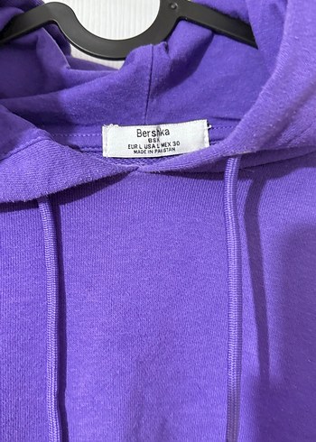 Bershka Mor Kapüşonlu Oversize Sweatshirt