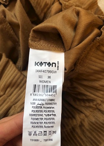 Koton Koton Yüksek Bel Kadife Pantolon