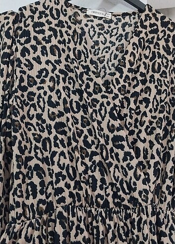 xl Beden Leopar elbise 