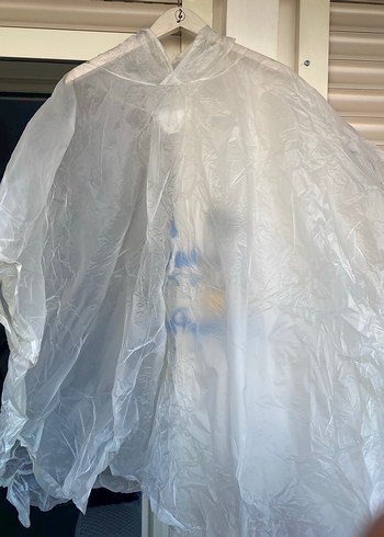 Baskılı Beyaz Midi Yağmurluk Kapüşonlu - Görsel 4