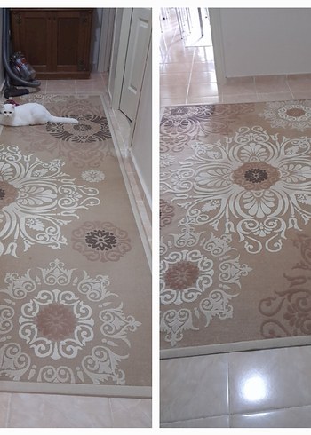 Bej Desenli Klasik Halı 2 adet koridor ve giriş takim