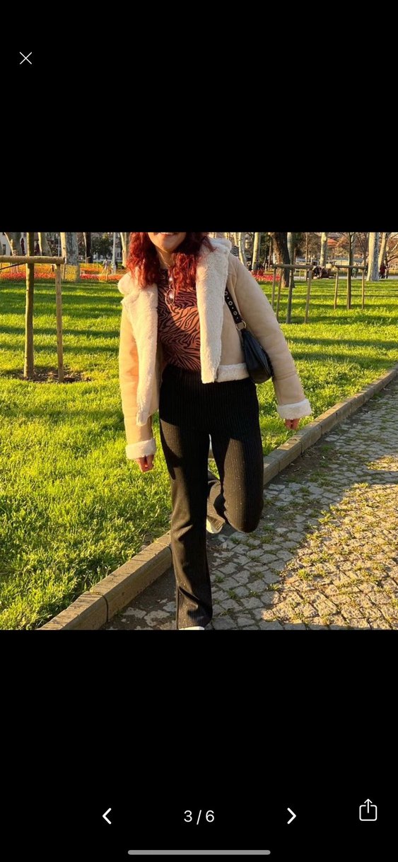 Pull and bear Bej - Kürklü, Rahat kesim mont/ ceket - Görsel 3