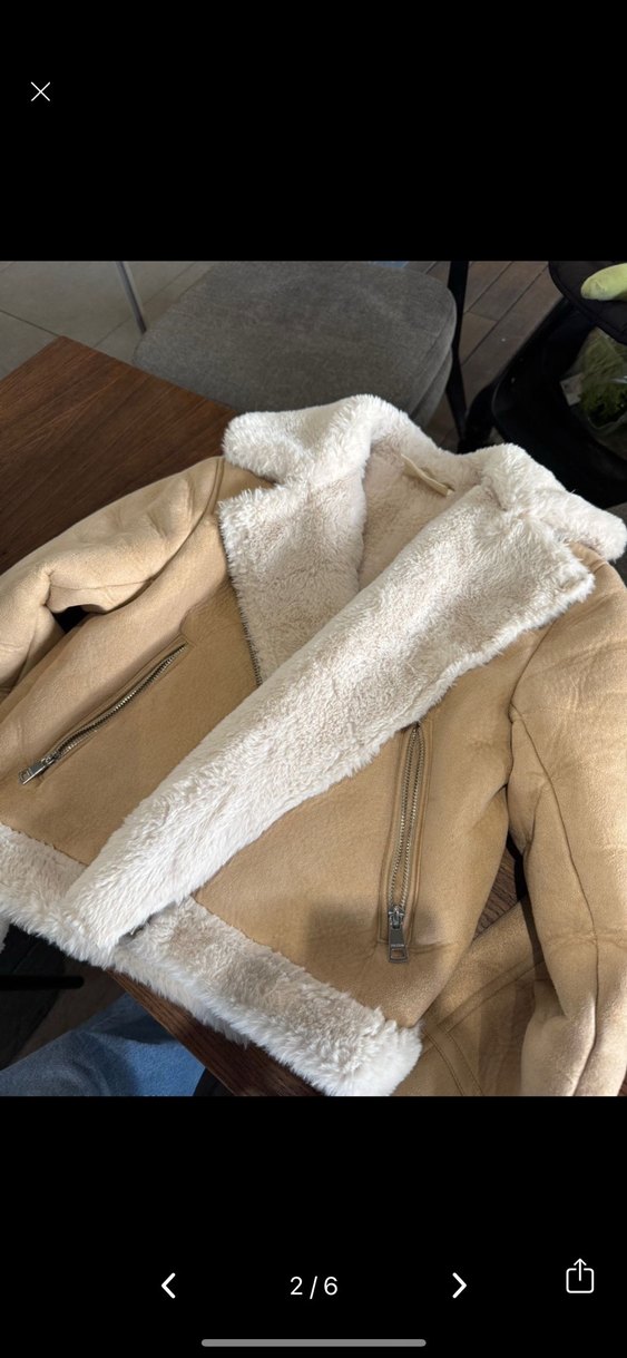 Pull and bear Bej - Kürklü, Rahat kesim mont/ ceket - Görsel 2