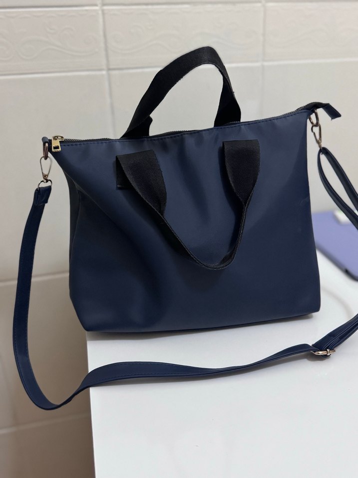 Lacivert Fermuarlı Kadın Omuz Çantası - Görsel 2