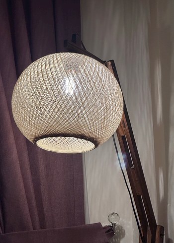 Bej hasır şapkalı lambader - Görsel 3