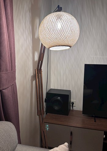 Bej hasır şapkalı lambader - Görsel 4