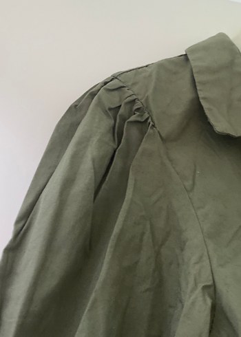 Kız çocuk H&M Keten Gömlek, Düğmeli, Haki - Görsel 3