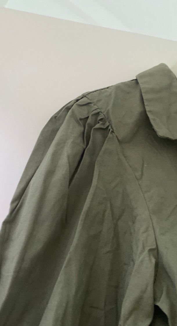 Kız çocuk H&M Keten Gömlek, Düğmeli, Haki - Görsel 3