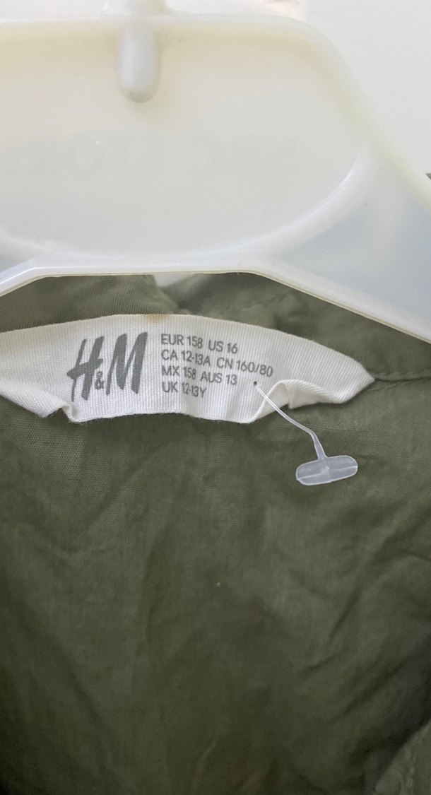 Kız çocuk H&M Keten Gömlek, Düğmeli, Haki - Görsel 2