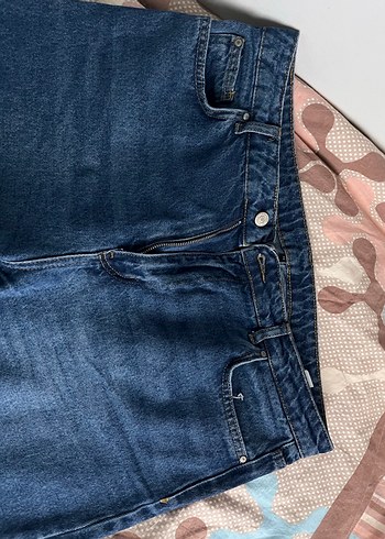 Kadın Mavi Bol Kesim Mom Jean Kot Pantolon - Görsel 2