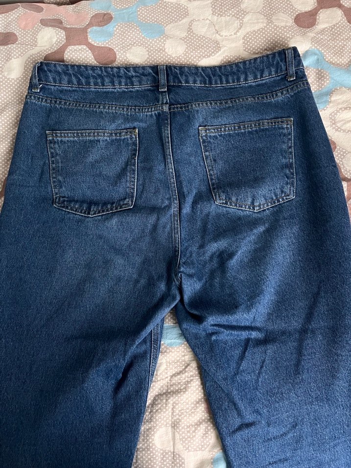 Kadın Mavi Bol Kesim Mom Jean Kot Pantolon - Görsel 3