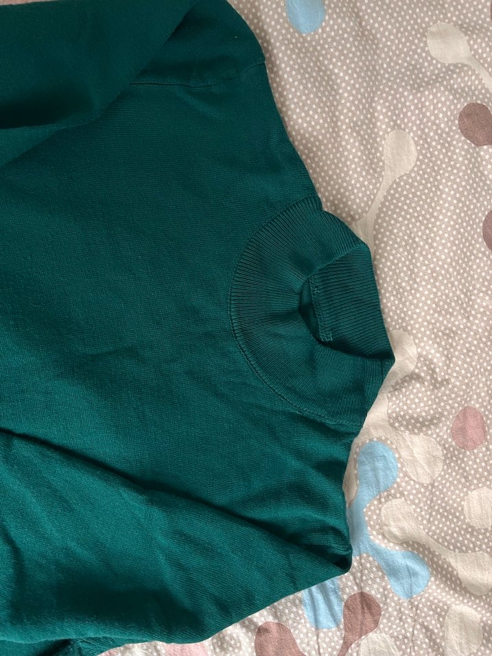 Kadın Yeşil Bisiklet Yaka İnce Kazak - Görsel 2