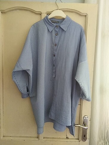 Zara Tunik butik gömlek mavi çizgili